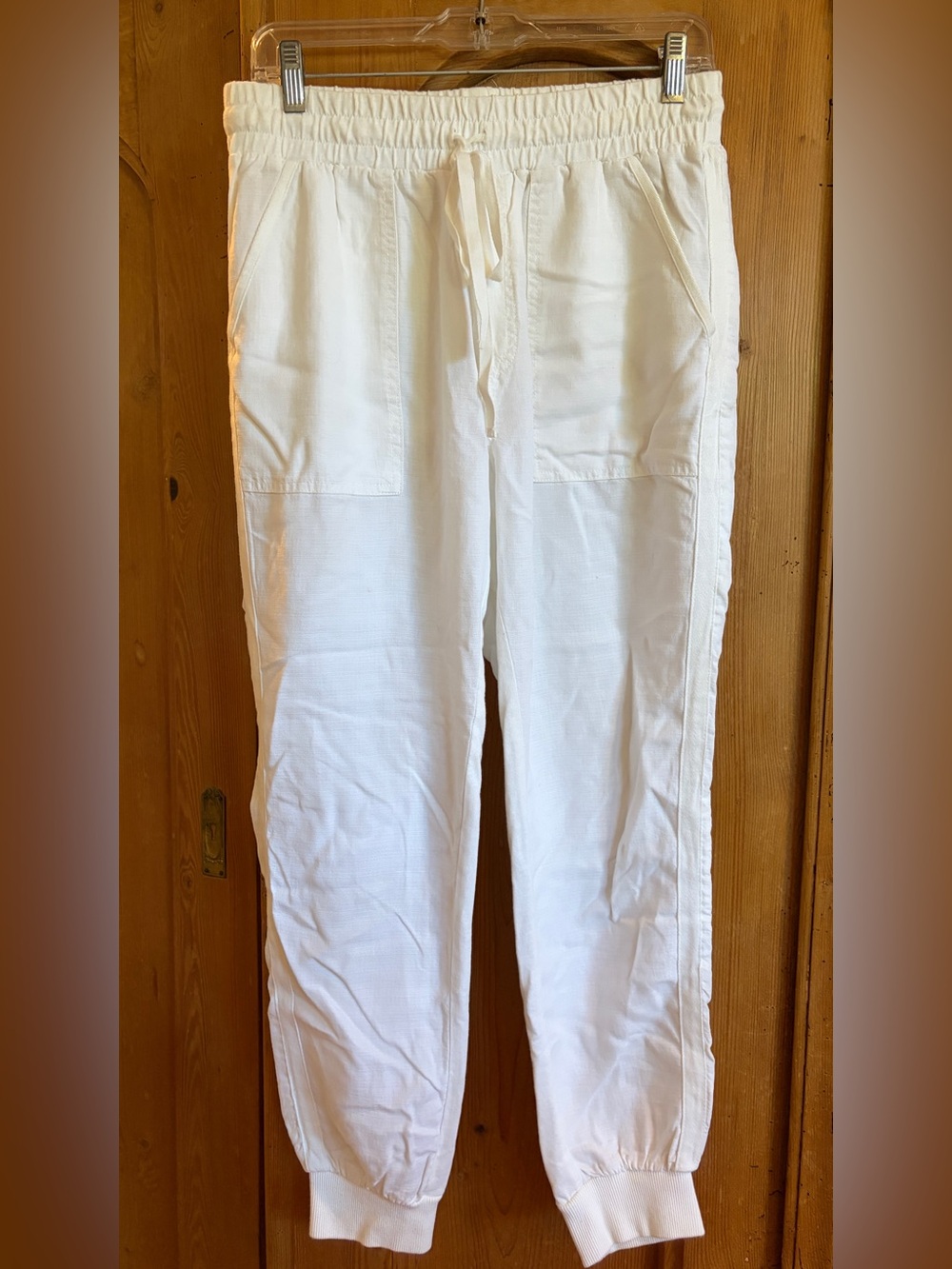 Splendid White Linen Woman’s  Drawstring Joggers